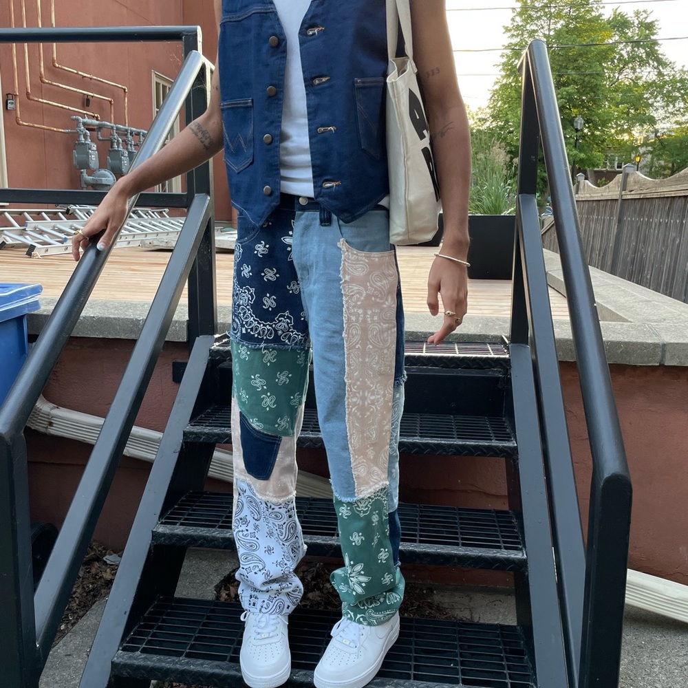 Jaded London BANDANA PRINT PATCHWORK JEANS